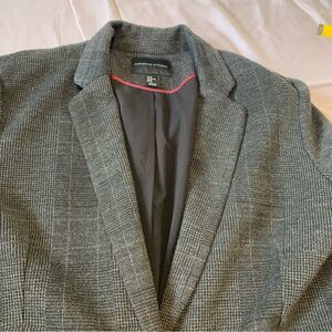 Adrienne Vittadini Women’s Charcoal Checkered Blazer XL Gray Lined Office Cozy